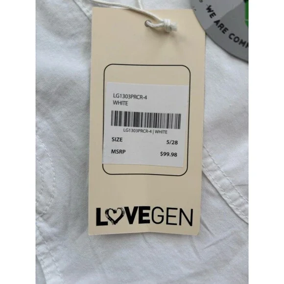 Generation Love Women’s White Double Button Parachute Pants Size 5/28‎ NEW